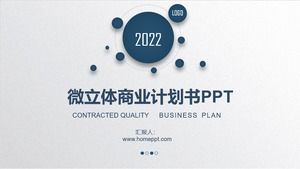 Kerangka lengkap template ppt rencana bisnis mikro tiga dimensi biru yang stabil