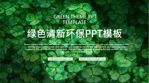 Plantilla ppt del plan de resumen de trabajo del tema de protección del medio ambiente fresco pequeño verde primavera