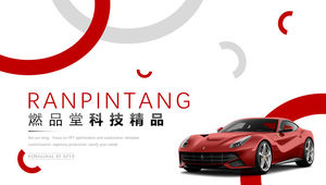 Modello ppt stile rivista di moda rossa per esposizione e introduzione di auto sportive