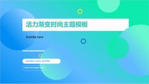 Blue and green gradient background vitality circle small fresh fashion theme business general ppt template