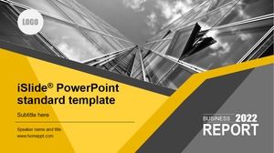 Visual impact geometric graphics creative design yellow gray flat business style work summary ppt template