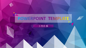 Plantilla ppt de informe de resumen de trabajo de gama alta que combina en color azul y púrpura creativo de elemento de triángulo bajo