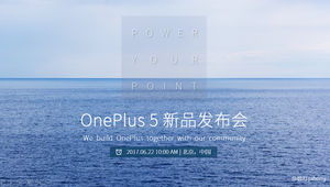 Einfache und große OnePlus 5-Konferenz zur Einführung neuer Produkte ppt-Vorlage
