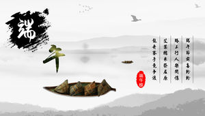 Plantilla ppt dinámica de la tarjeta de felicitación Dragon Boat Festival del barco ligero Zongzi