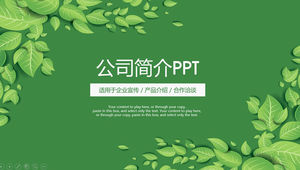 Modelo de ppt de perfil de empresa plana fresca de folha verde de desenho animado