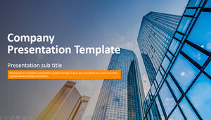 Modern business building background orange and blue color flat European and American style ppt template