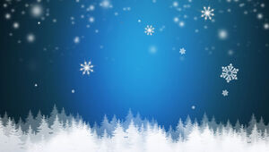 雪がサンタクロースを渦巻いて贈り物を届ける-クリスマス音楽の祝福のグリーティングカードpptテンプレート