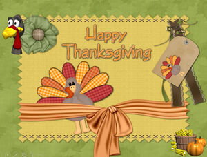 Template ppt Thanksgiving gaya kain pastoral Hari Thanksgiving