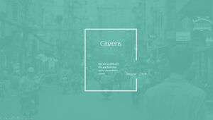 "Little Citizen" - cyjan minimalistyczny styl UI wykwintny mały świeży szablon ppt