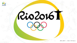 Kolorowe proste kreskówki mieszkanie Rio Olympics ppt szablon