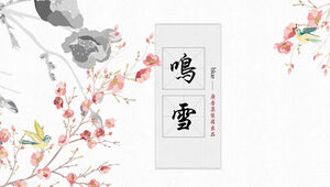 Mingxue - basit ve zarif suluboya Çin tarzı ppt şablonu