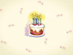 Cartoon cake children's birthday ppt template