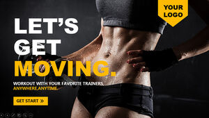 Body sculpting and weight loss atmosphere black and yellow sports theme ppt template
