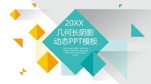 Download grátis do modelo de PPT de polígono de sombra longa de correspondência de cor verde-amarelo