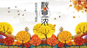 Warme warme Farbe Cartoon Herbst Bäume Hintergrund PPT-Vorlage kostenloser Download