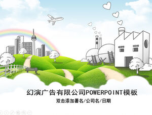 Proteção ambiental cidade casa verde belo desenho animado tema de proteção ambiental modelo de ppt