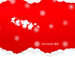 美麗的雲雪花假日紅色聖誕PPT模板