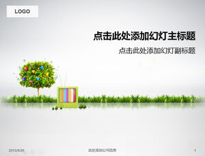 Colorful apple tree green environmental protection theme ppt template