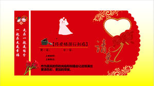 結婚式の招待カードのお祝いの動的pptテンプレート