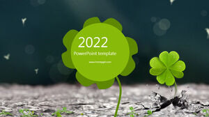 Four-leaf clover creative simple natural small fresh universal ppt template