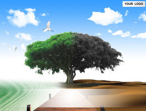Baum kreative Natur Landschaft Thema abstrakte Umweltschutz ppt-Vorlage