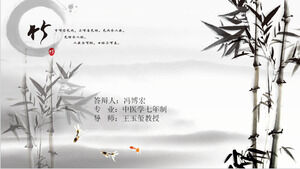 Bambu kafiye mürekkebi Çin tarzı ppt şablonu