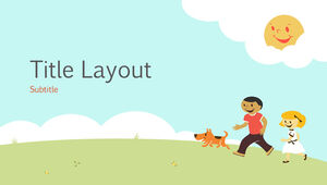 Take the dog to play - beautiful children's day cute cartoon ppt template