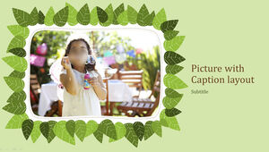 Plantilla ppt de álbum de fotos para niños lindos con borde creativo de tela de hoja