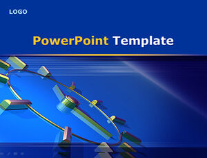 Three-dimensional clock - time theme classic blue business ppt template