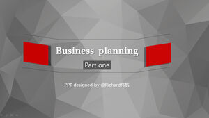 Gray origami creative background atmosphere red business ppt template
