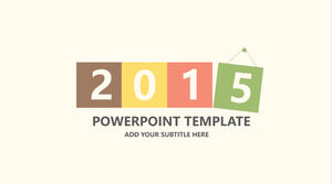 간단한 평면 스타일 2015 작업 요약 PPT 템플릿