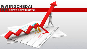 Upward trend three-dimensional arrow festive red work report ppt template