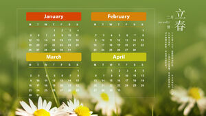 Sezoane de primăvară, vară, toamnă și iarnă 2015 șablon de calendar ppt în stil ios