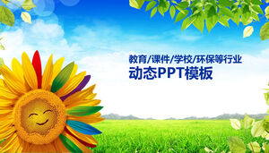 Smiling sunflower primary school environmental education courseware ppt template