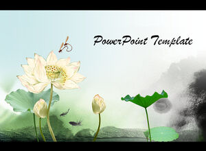 Schöne und elegante Lotusblatt-Tinte im chinesischen Stil ppt-Vorlage