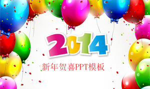 Balon berwarna-warni template ppt Tahun Baru 2014