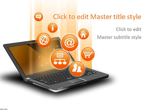 Классическая оранжевая кнопка со значком ноутбука бизнес-шаблон ppt