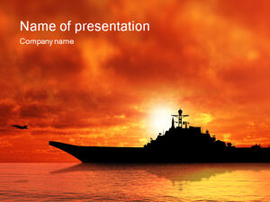 Porte-avions sous le coucher de soleil - modèle ppt de thème militaire