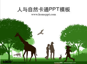 People and nature environmental protection theme cartoon ppt template
