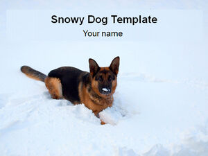 雪pptテンプレートのオオカミ犬