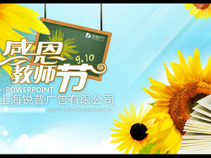 Dynamiczny olśniewający tytuł dzień słonecznika kwiaty szablon ppt nauczyciela