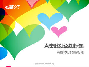 Beautiful color heart-shaped love theme ppt template