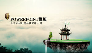 Fantasy scenery Chinese style widescreen ppt template