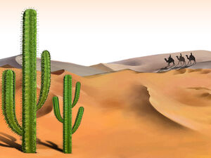 Modèle ppt de paysage de désert de cactus de chameau