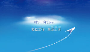 Modello di immagine di sfondo PPT di cielo blu e nuvole bianche dell'aeroplano di carta