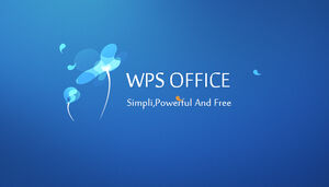 Blue rock flying flowers - abstract design ppt template