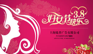 Pink flowers and beautiful shadows - 2012 March 8th Women's Day ppt template