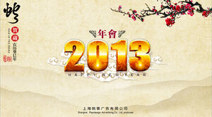 Golden Snake New Year - 2013 Ink New Year ppt template