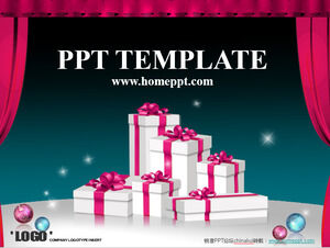 New Year gift box ppt template on stage