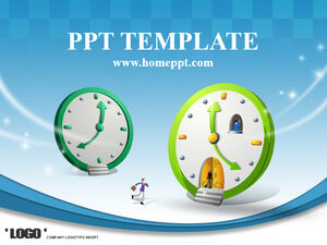 時鐘時鐘時間主題經典藍色背景商務ppt模板
